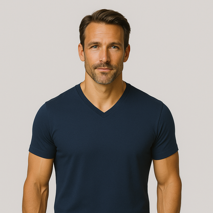 Le Tee-shirt Col V - Bleu marine