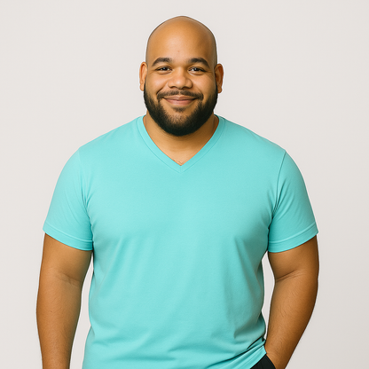 Le Tee-shirt Col V - Bleu turquoise