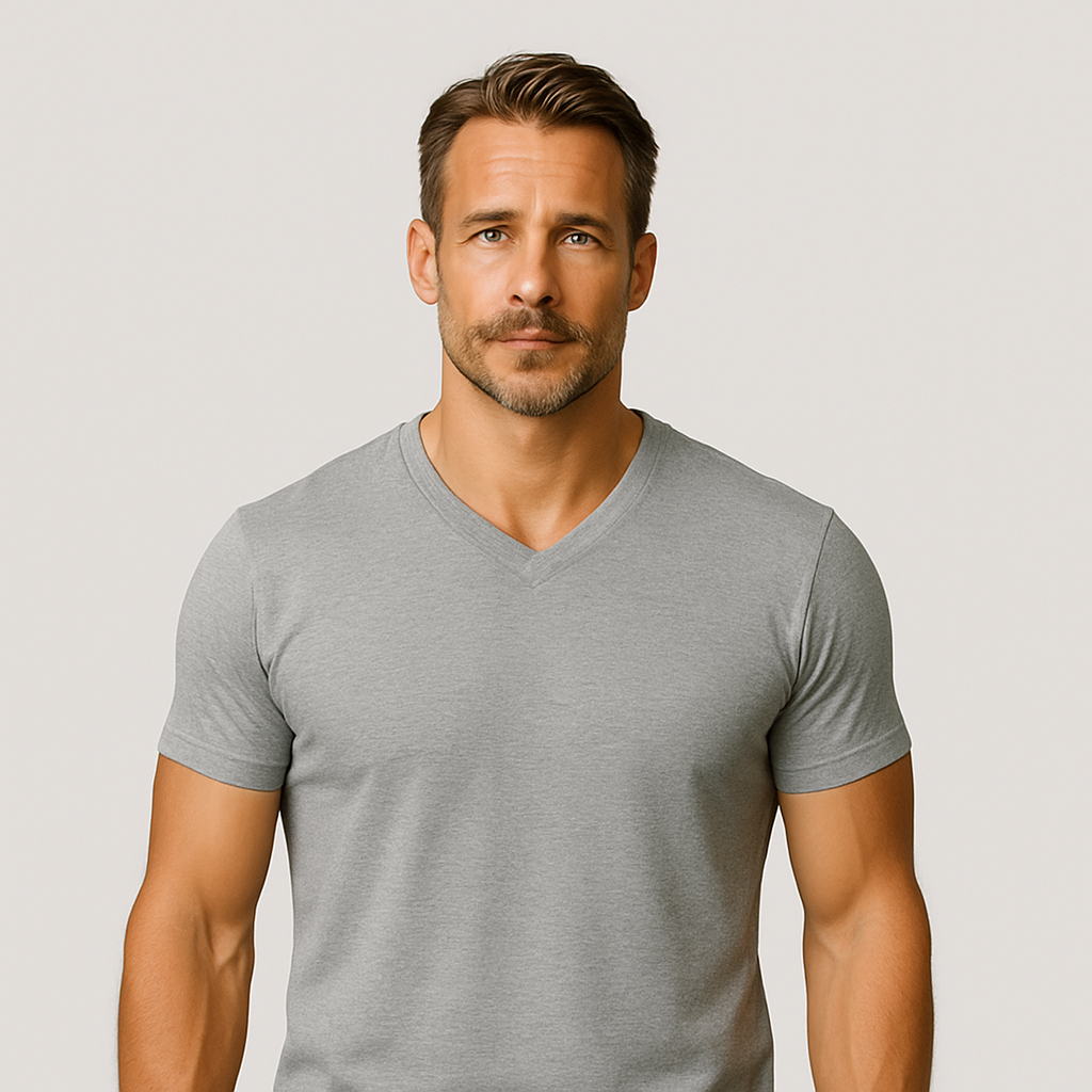 Le Tee-shirt Col V - Gris