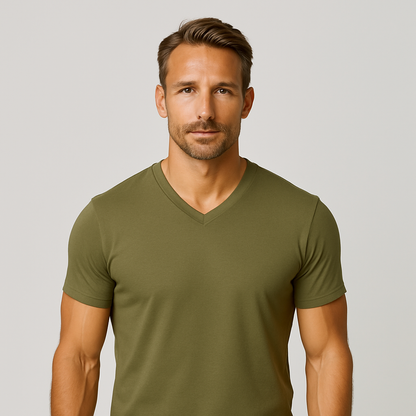 Le Tee-shirt Col V - Kaki